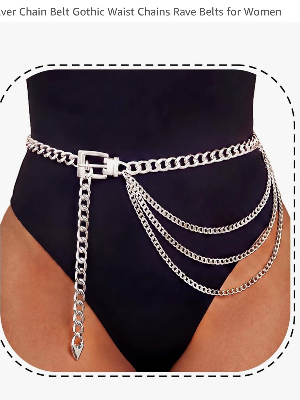 bnwt Silver Chain Belt Gothic Waist Chains Rave Belts for Women